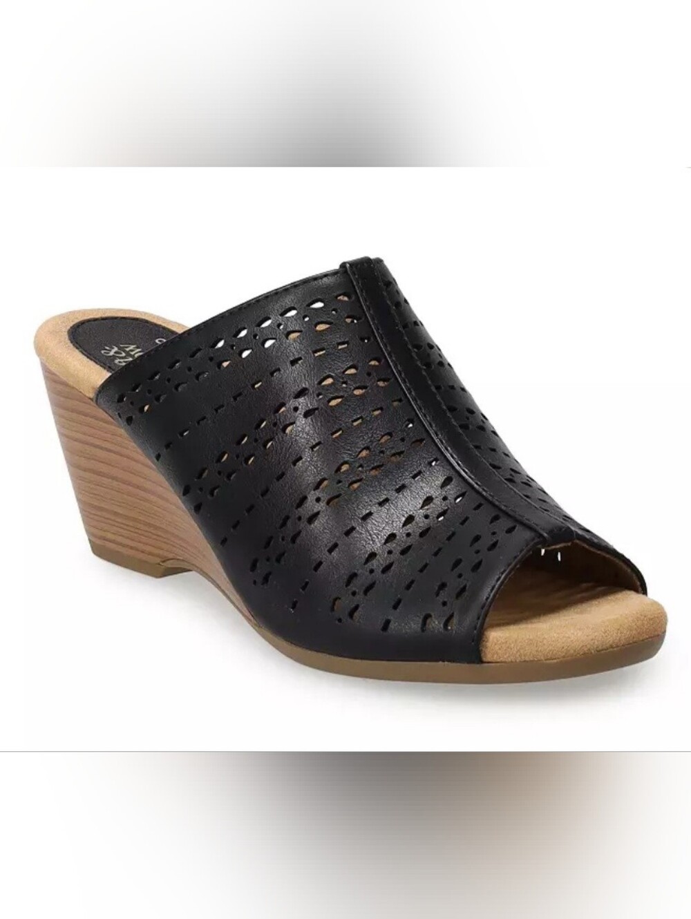 Croft & Barrow Women's Bergamot Slip On Wedge Slide Sandals Black Size 7.5 NIB